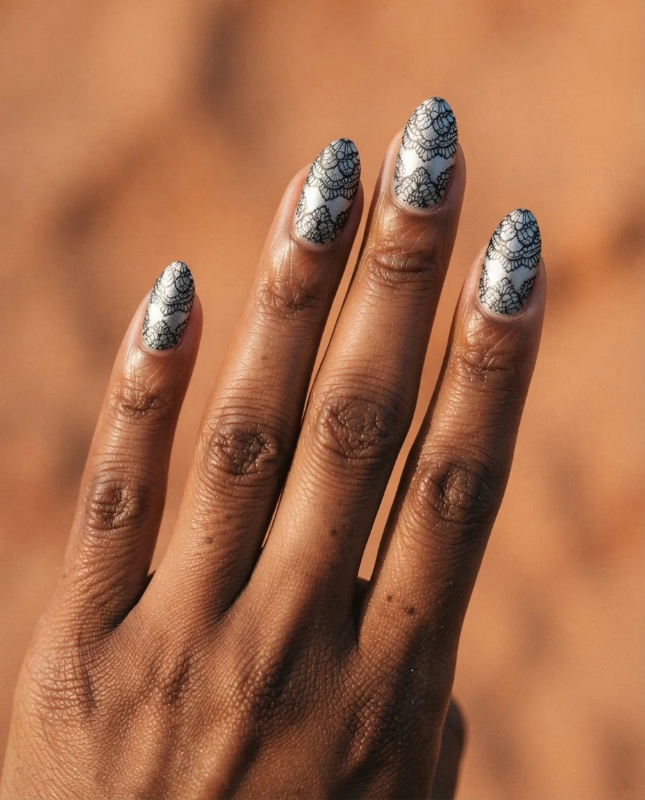Velvety Silver Lace Details