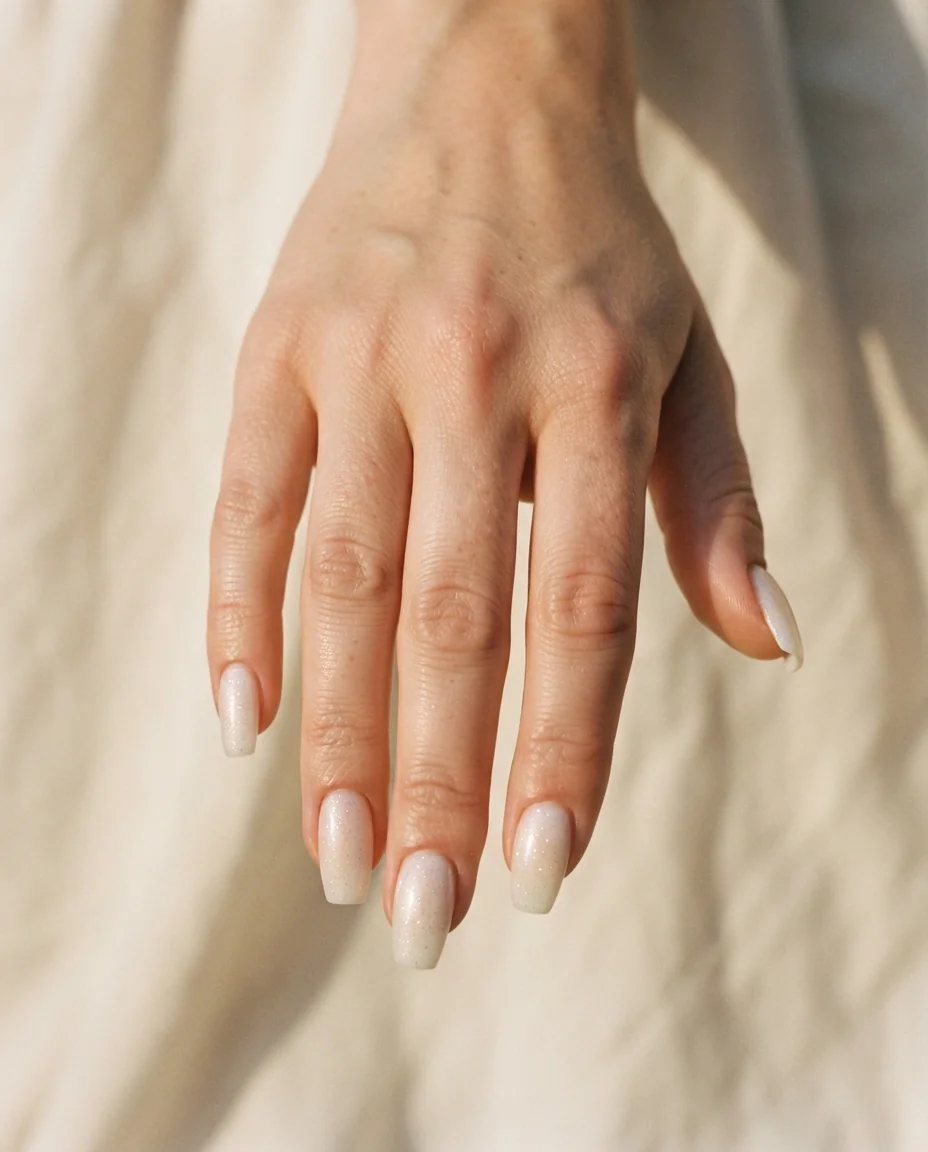 Opalescent Ivory Coffin Nails