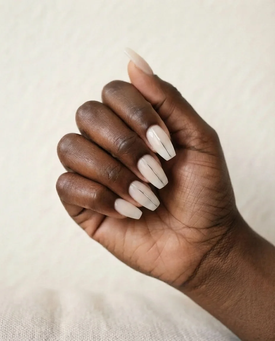 Sheer Ivory & Chrome Stripe