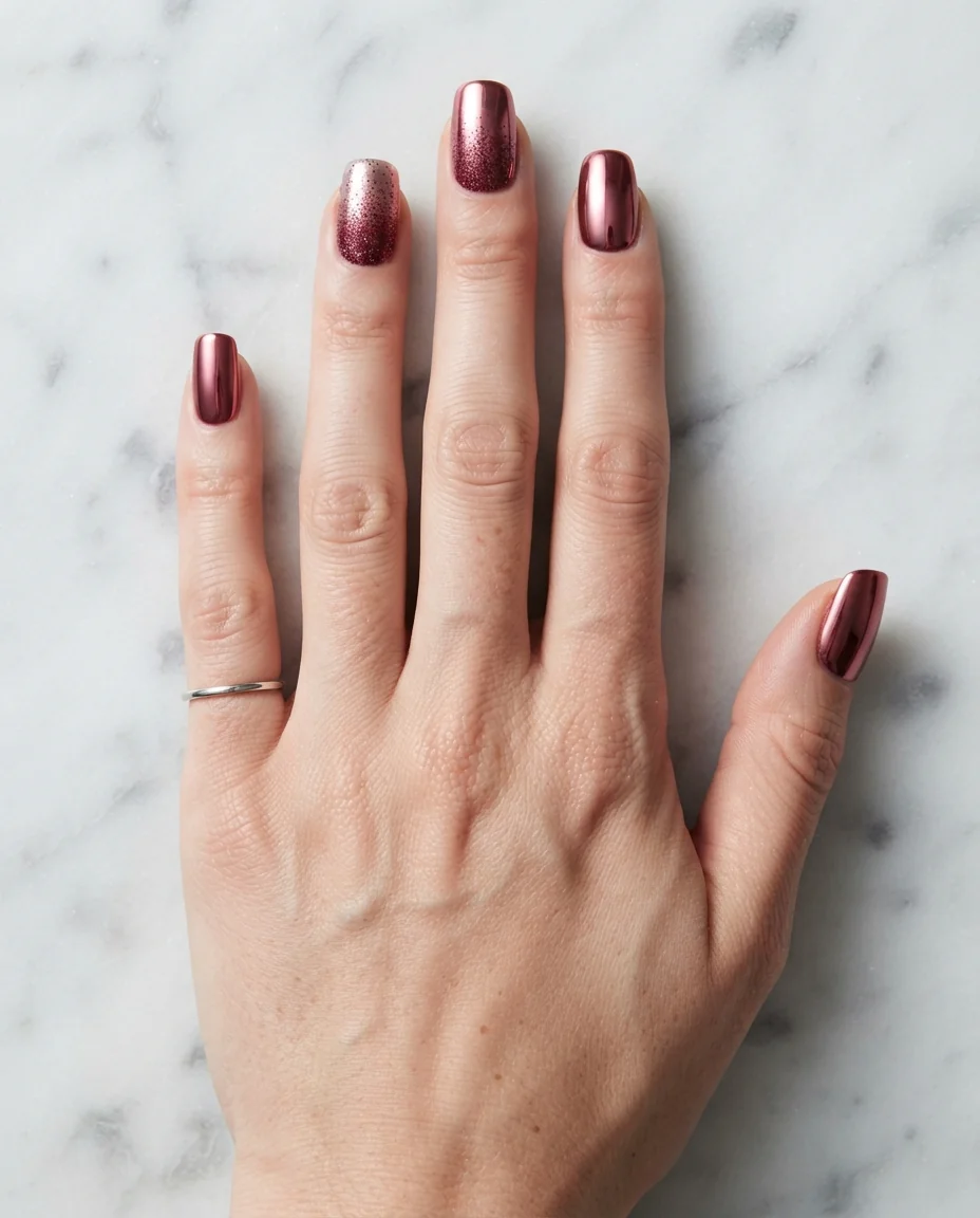 Marsala Chrome and Fine Glitter