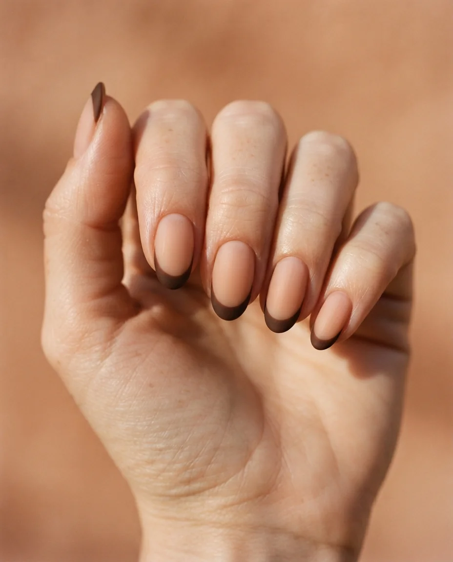 Chocolate Velvet French Tips