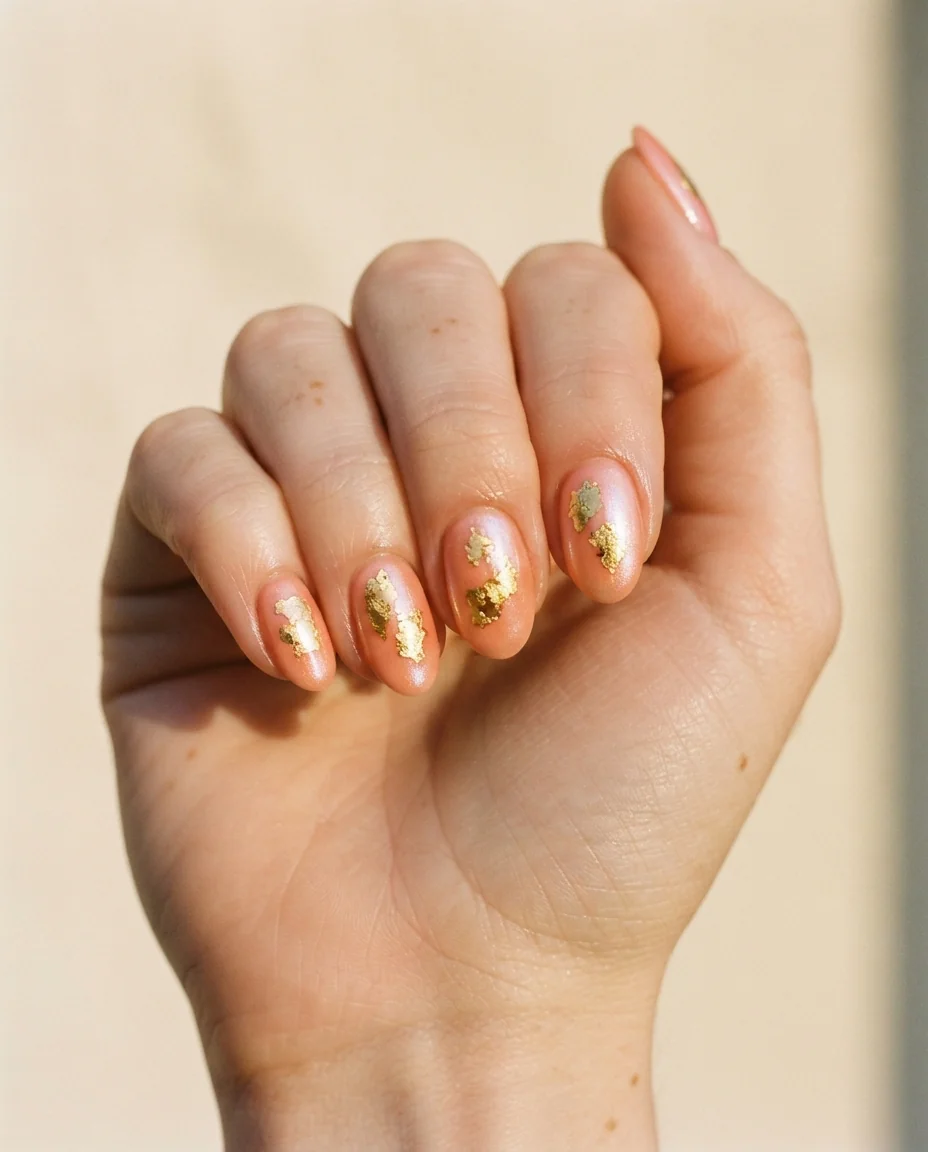 Gilded Peach Shimmer Oval