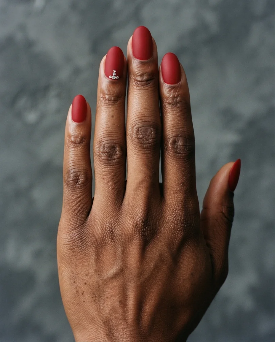 Matte Cherry and Crystal Accent