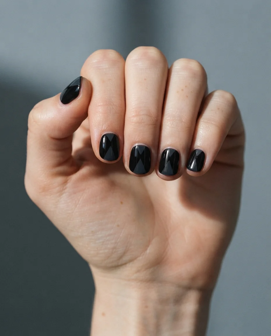 Geometric Noir Nail Study