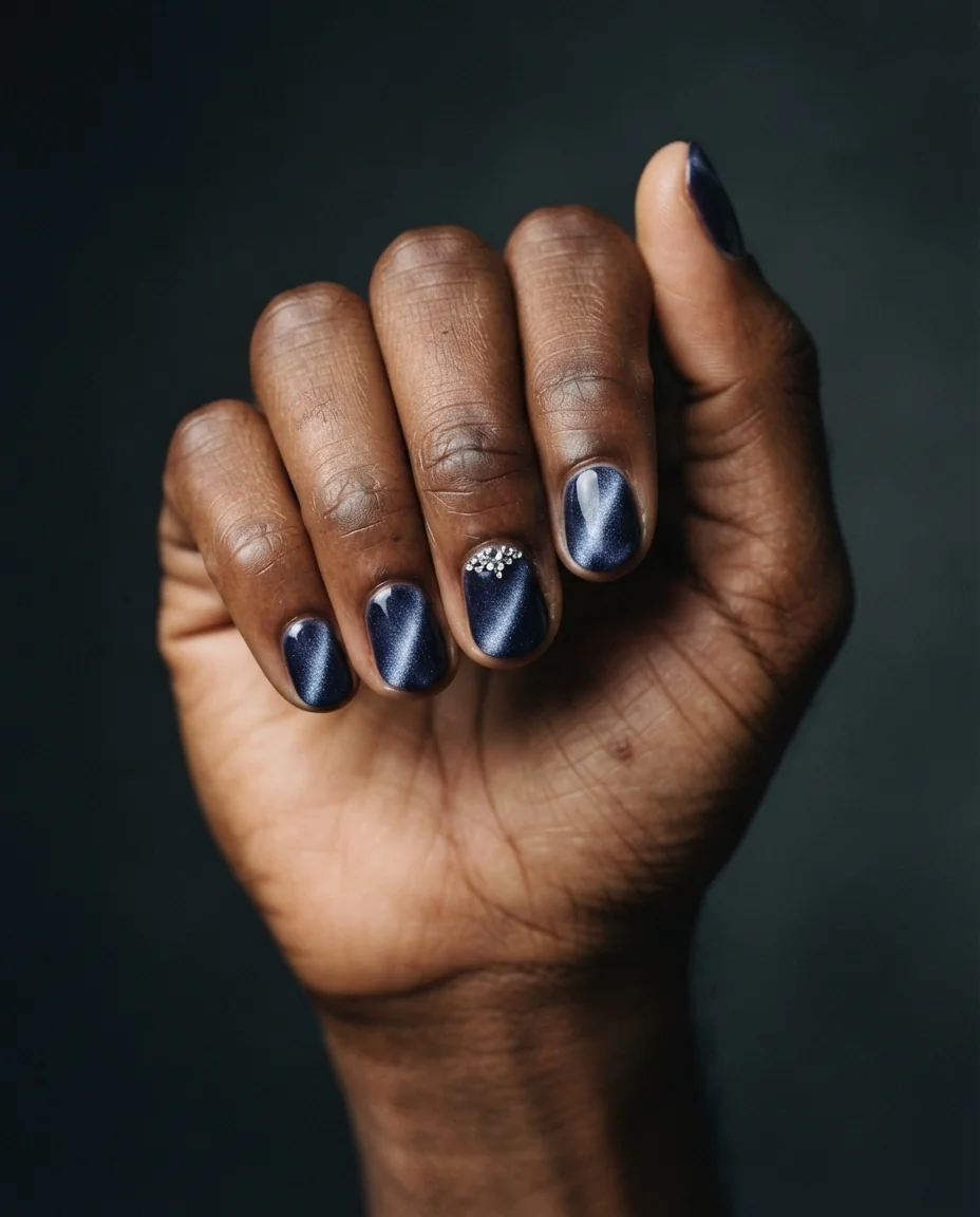 Deep Indigo Velvet Cat-Eye