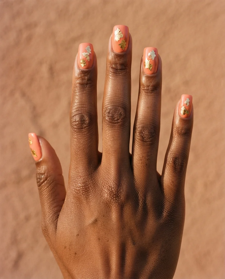 Gilded Peach and Coral Squoval