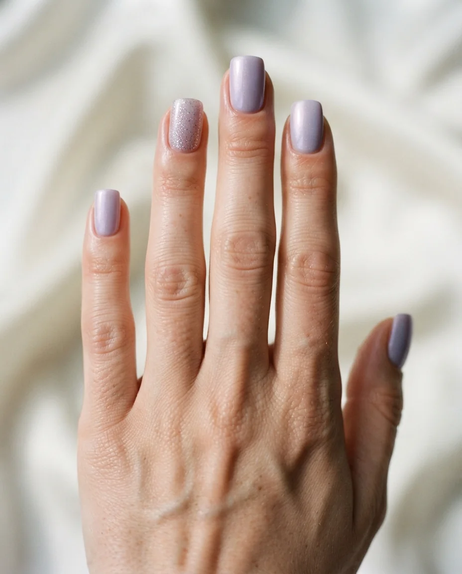 Pearlescent Lavender Shimmer Nails