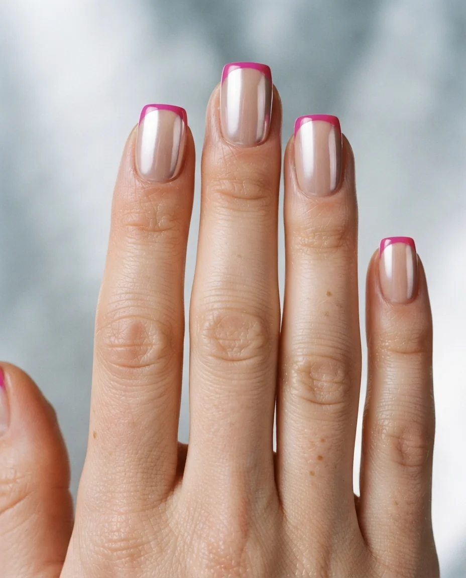 Reflective Fuchsia French Tips