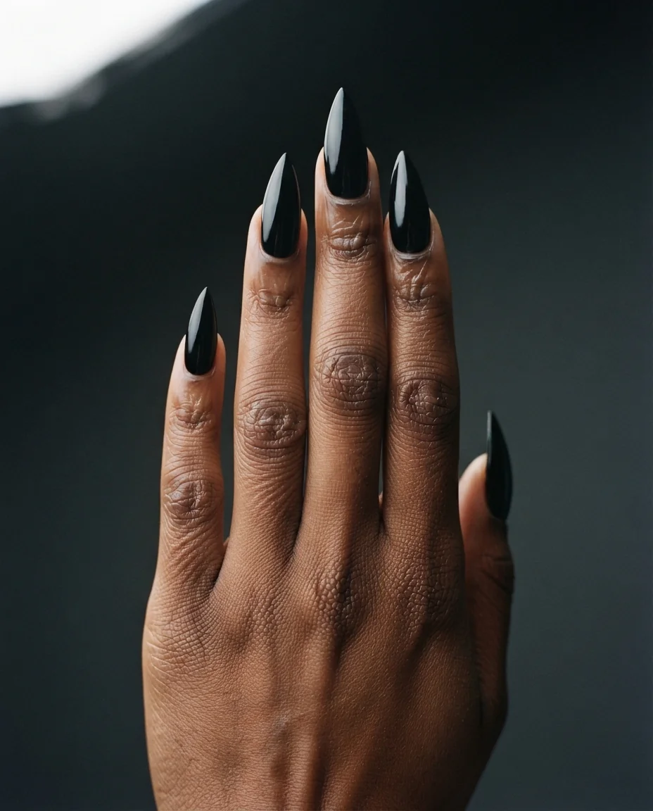 Midnight Wet Look Stilettos